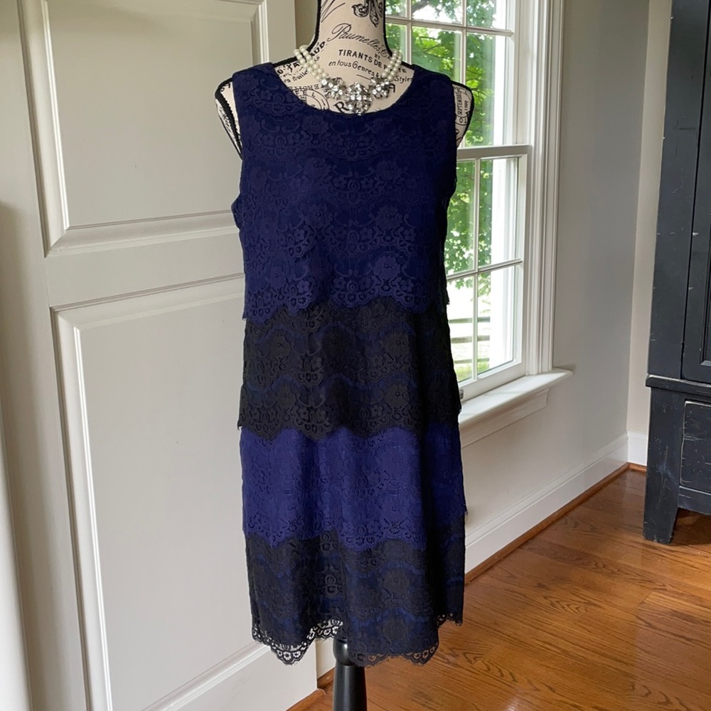 NWT Jessica Simpson Blue Black Lace Dress